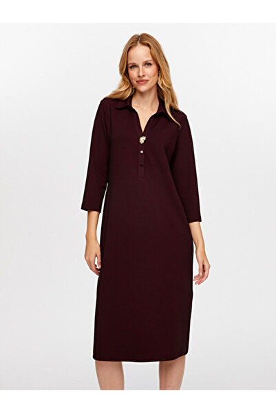 Faik Sönmez Melanjlı Yarım Patlı Uzun Kol Örme Elbise W26ELB019
