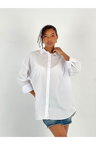 Miss Poem Women's Back Leopard Print White Shirt