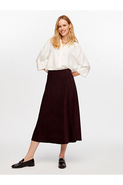 Faik Sönmez Beli Lastikli Verev Şönil Uzun Etek W26ETK004