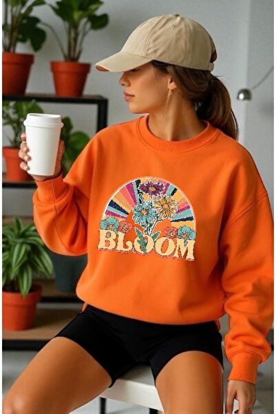 ArtYus Tricou unisex cu mânecă lungă Bloom Flower Transfer cu imprimeu guler rotund piese Swea tricou