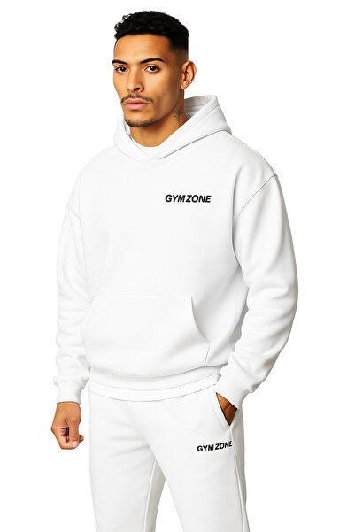 CLASSY.MODA Σετ αθλητικής φόρμας με κουκούλα με 3 κλωστές και τσέπες καγκουρό – Μίνιμαλ στάμπα με γράμματα Unisex Casual Style