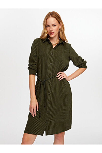 Faik Sönmez Φόρεμα από σενίλ με ζώνη W26ELB023