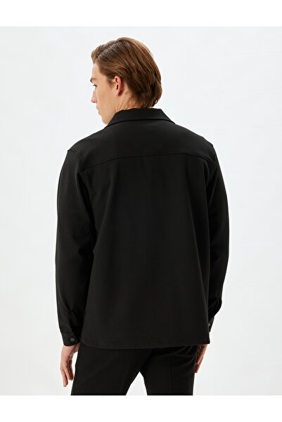 Koton Langärmlige Hemdjacke – Druckknopf und Taschendetail