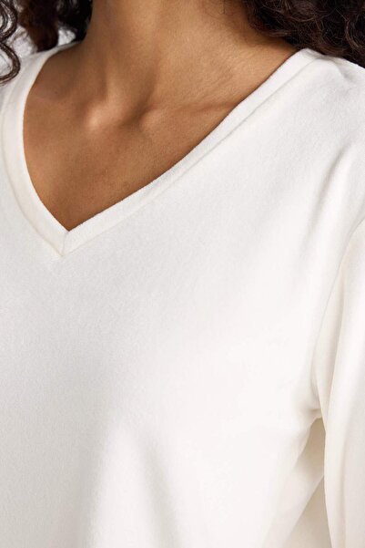 DeFacto Pijama Takımı Regular Fit Uzun Kollu Velur Üst Kareli Uzun Alt-Fall in Love E7278AX25AU