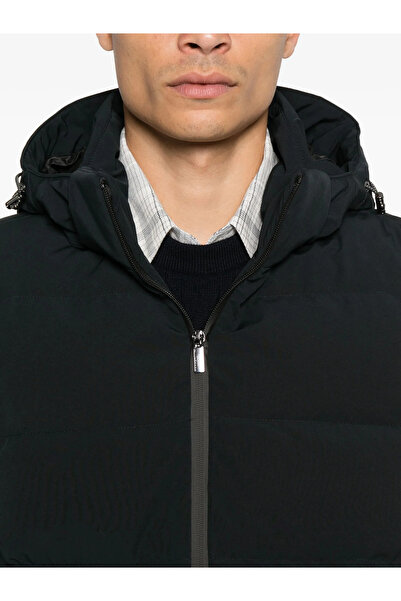 PAUL&SHARK Men's Quilted Patterned Padded Hooded Black Vest 15312006-011