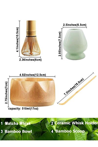 fulina 4 Piece Matcha Set, 100% high quality natural bamboo,Easy to Use,Perfect Gift,Meets FDA safety