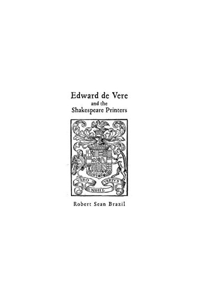 Mcgraw Hill Book Co Edward de Vere and the Shakespeare Printers