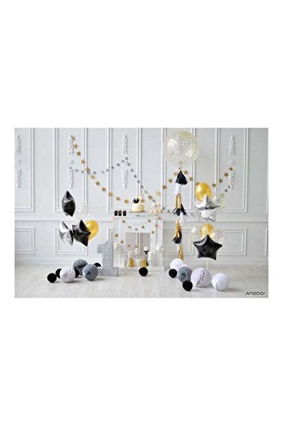 fun zone خلفية تصوير عيد ميلاد أول من ANDOER باللون الأبيض/الأسود/الذهبي