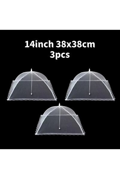 Choice4 14 بوصة 38 × 38 سم 3 قطع غطاء طعام شبكي قابل للطي مضاد للذباب والبعوض غطاء طعام منبثق مظلة وجبة نباتية