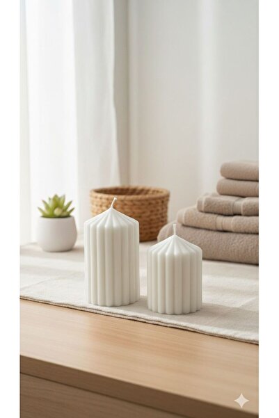 Dream Red Çizgi Desenli kubbeli pembe mum