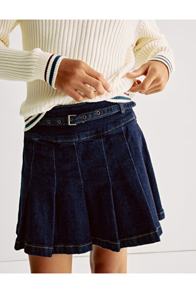 Marks & Spencer Mini Denim Plise Etek (2–16 Yaş)