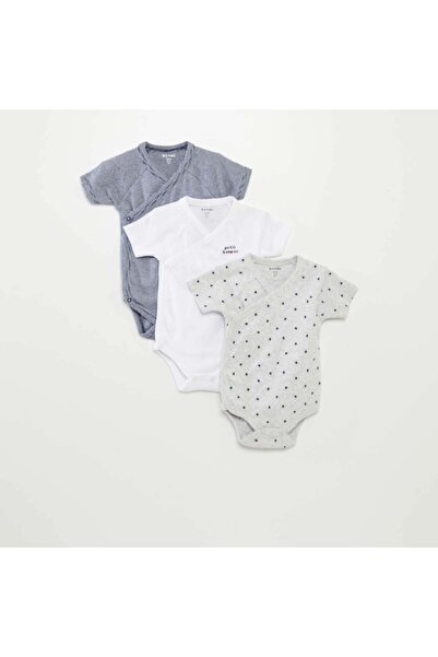 KIABI Pack of 3 bodysuits with crossover collar GREY