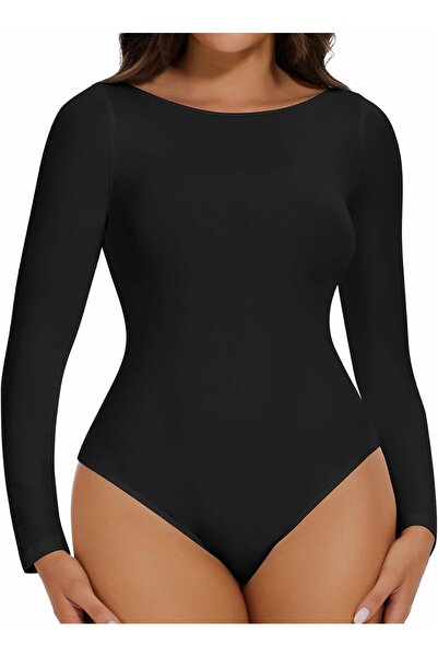 Joyshaper Women's Long Sleeve Body Round Neck Bodysuit Top Shirt Stringbody