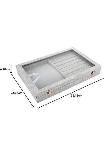 Hope صينية مجوهرات، منظم مجوهرات متعدد الوظائف مع غطاء وقفل للخاتم والأقراط و...