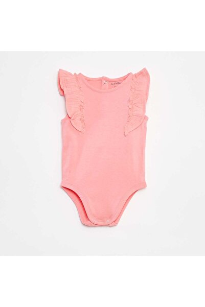KIABI بدلة جسم بدون أكمام مكشكشة باللون الوردي