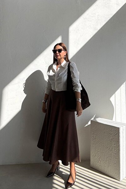 ELVAN TOLON Bitter Brown Suede Long Skirt