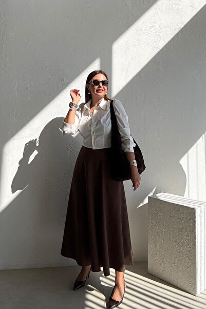 ELVAN TOLON Bitter Brown Suede Long Skirt