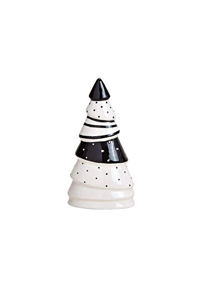 CHRISTMAS GIFTS Brad decorativ ceramic alb-negru 16 cm