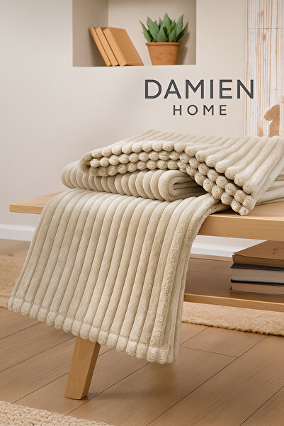 DAMIEN بطانية تلفزيون هولي ويلسوفت 140×200 سم - لون بيج إكرو، حجم كبير مناسب ...