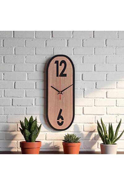 ERGEÇ TASARIM Dikdörtgen Ahşap Minimal Duvar Saati – 40×15 cm, Sessiz Mekanizma