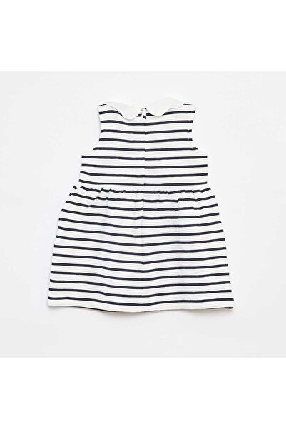 KIABI Sleeveless patterned crinkle-knit dress WHITE