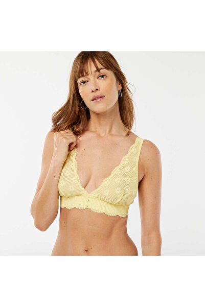KIABI Floral lace triangle bra YELLOW