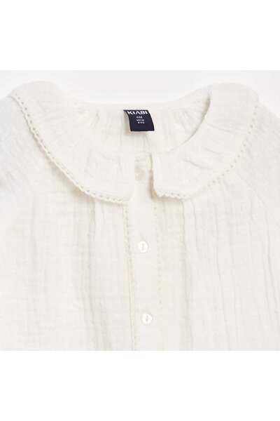 KIABI Dotted cotton gauze blouse WHITE