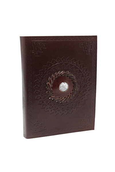 OEM Leather Journal | Handmade in India | with Moonstone Crystal | 17 x 12 cm