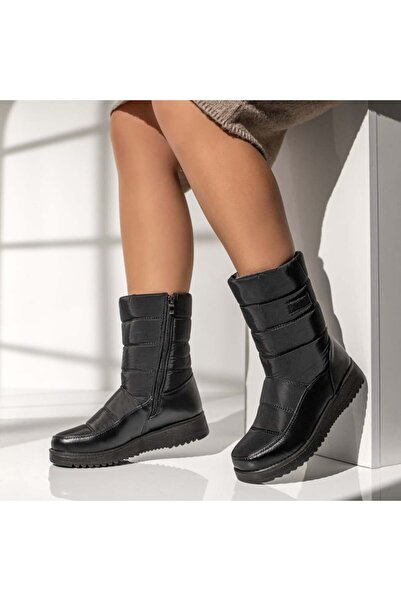 BMoD Ghete negre din material textil pentru femei cu fermoar MOD12254