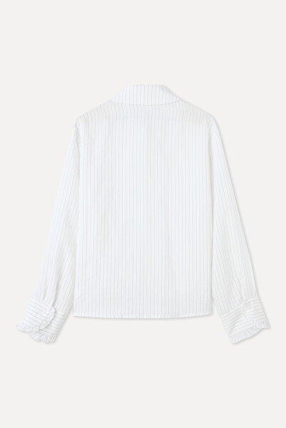 Mudo Modal Mixed Striped Ruffled Blouse