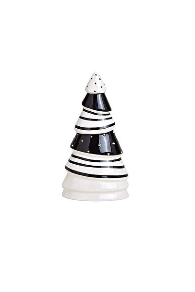 CHRISTMAS GIFTS Brad decorativ ceramic alb cu negru 16 cm
