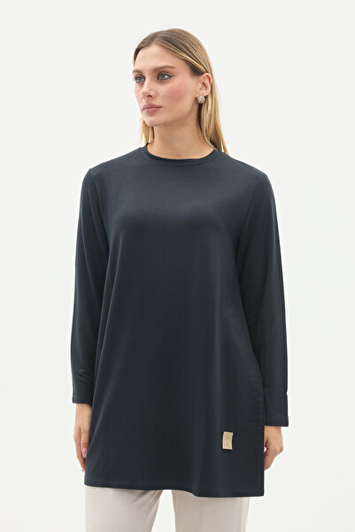 Linvey Kristal Bisiklet Yaka Armalı Uzun Tunik