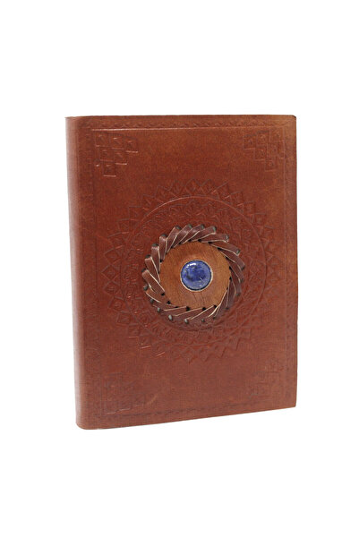 OEM Leather Journal | Handmade | with Lapis Lazuli Crystal | 17 x 12 cm
