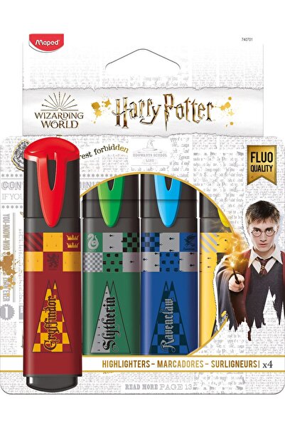 Maped أقلام تحديد هاري بوتر ذات الأطراف المائلة، 4 قطع، متعددة الألوان
