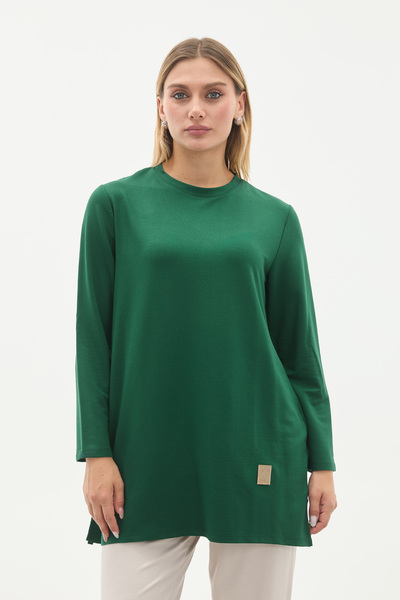 Linvey Kristal Bisiklet Yaka Armalı Uzun Tunik