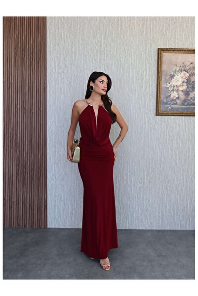 ESRAHELVACI Λεπτομέρεια αξεσουάρ Μακρύ φόρεμα με χαμηλό κούρεμα