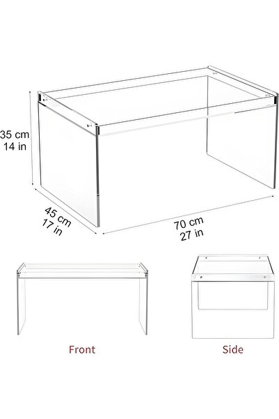 Slasa طاولة قهوة أكريليك - 70 × 35 × 45 سم طاولة مستطيلة شفافة من اللوسايت لغرفة المعيشة