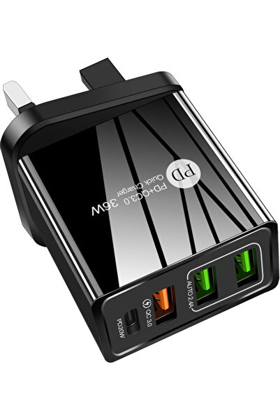 HALAMODO محول شحن سريع بقوة 36 وات باللون الأسود