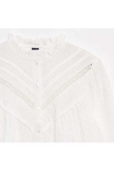 KIABI Dotted cotton gauze blouse WHITE