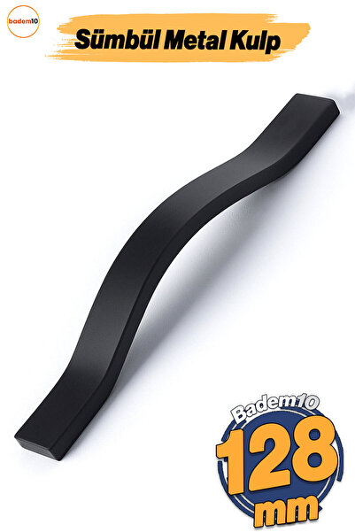 Badem10 Mâner din metal negru Hyacinth, 128 mm, mâner pentru sertar pentru mobilier modern, mâner pentru dulapuri de bucătărie și uși, durabil