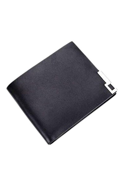 HALAMODO محفظة جلدية ثنائية الطي باللون الأسود