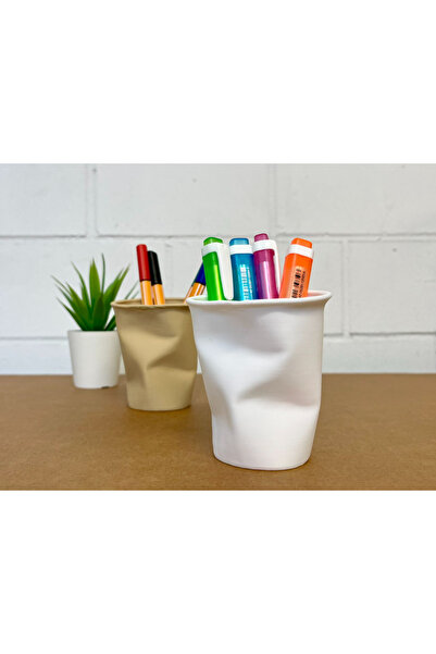 multiogz Desktop Pen Holder Organizer with Crushed Cardboard Cup Design – Modern Decorative Pen Holder
