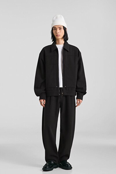 Bershka Balloon-fit flannel trousers