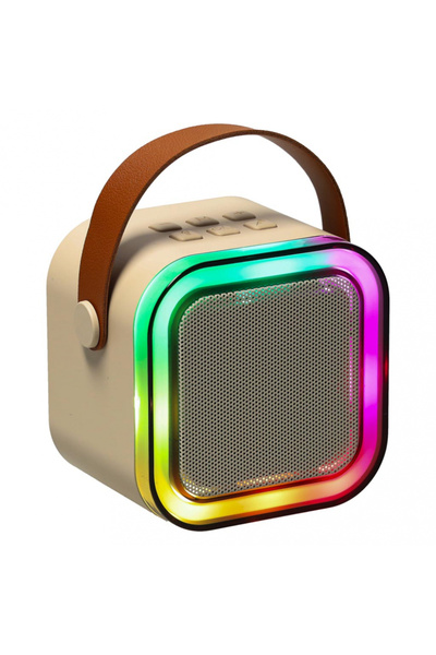 Ikonka Set difuzor karaoke Ikonka, cu 5 moduri de iluminare LED, cablu USB si 2 microfoane, puterea 6W, Be