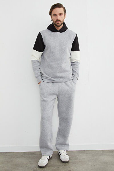 Fulla Moda 3 İplik Kolu Renk Bloklu Kapüşonlu Sweatshirt