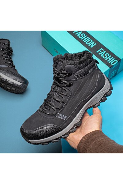 Modlet.ro Men's black lace-up boots with zipper MOD12805