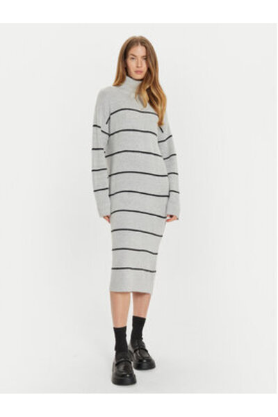 Brave Soul Γυναικείο Πλεκτό Φόρεμα LKD-510DOUGA Γκρι