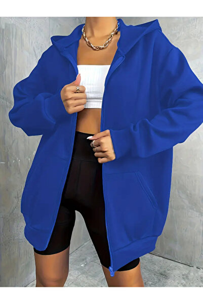 FRESSO Unisex 2 İplik Şardonlu Kanguru Cepli Kapüşonlu Fermuarlı Hırka / Sweatshirt