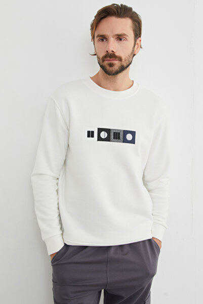 Fulla Moda Φούτερ με λαιμόκοψη με 3 κλωστές και κέντημα