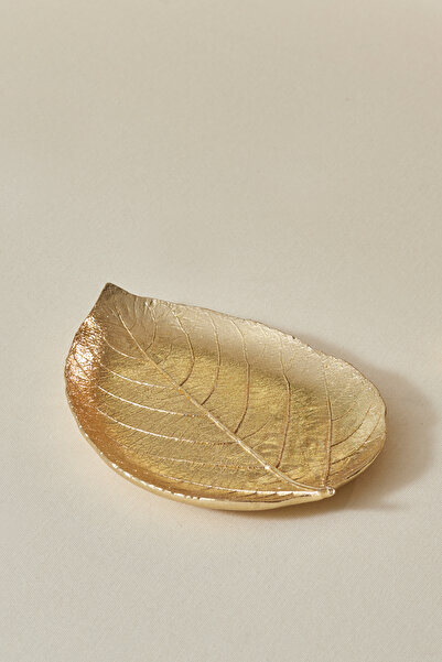 Karaca Leaf Dekoratif Tabak Gold 21x15x2,5 cm